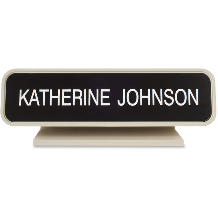 Xstamper Designer Framed Desk Sign - Logo Design - 8" Width x 2" Height - Rectangular Shape - Rounded Corner - Plastic - 1 Each
