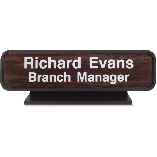 Xstamper Designer Framed Desk Sign - Logo Design - 8" Width x 2" Height - Rectangular Shape - Rounded Corner - Plastic - 1 Each