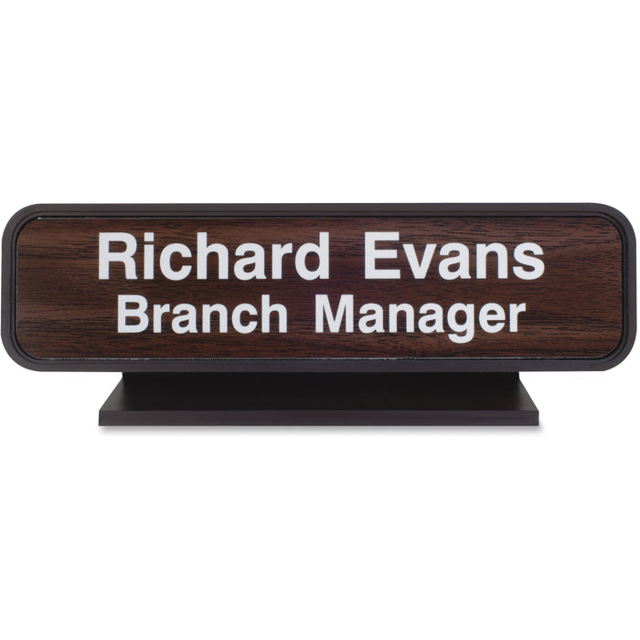 Xstamper Designer Framed Desk Sign - Logo Design - 8" Width x 2" Height - Rectangular Shape - Rounded Corner - Plastic - 1 Each