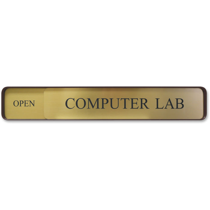 Xstamper Changeable Wall Sign - 13" Width x 2" Height - Rectangular Shape - Wall Mountable - Aluminum - Bronze - 1 Each
