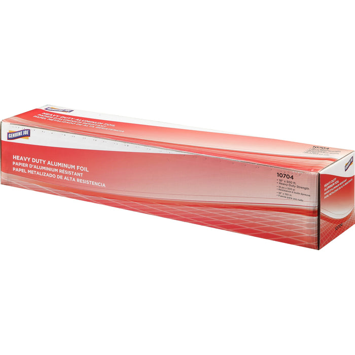 Genuine Joe Heavy-duty Aluminum Foil - 18" Width x 500 ft Length - Heavy Duty, Sturdy, Dispenser, Pliable - Aluminum - Silver - 1 Each