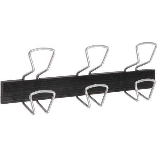 Alba Wall Coat Peg - 6 Hooks - 132.28 lb (60 kg) Capacity - 6.5" Height x 18.1" Length - for Coat, Clothes - Plastic - Black, Gray - Powder Coated - 1 Each