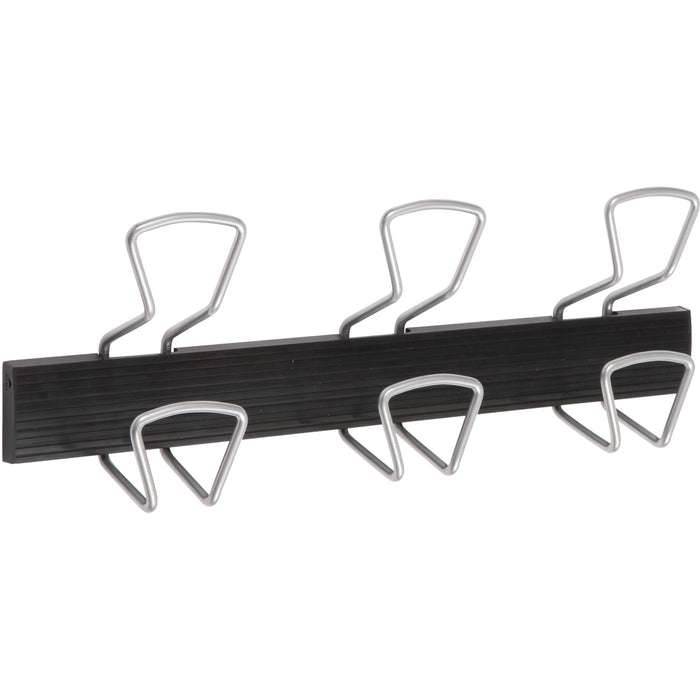 Alba Wall Coat Peg - 6 Hooks - 132.28 lb (60 kg) Capacity - 6.5" Height x 18.1" Length - for Coat, Clothes - Plastic - Black, Gray - Powder Coated - 1 Each