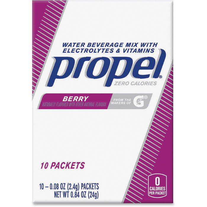 Propel Berry Beverage Mix Packets with Electrolytes and Vitamins - Powder - 0.08 oz - Berry - 10/Box - 12 / Carton