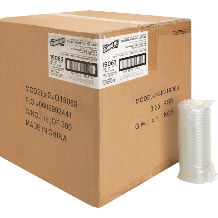 Genuine Joe Portion Cup Lid - Transparent, Clear - 50/Bag - 50 / Carton