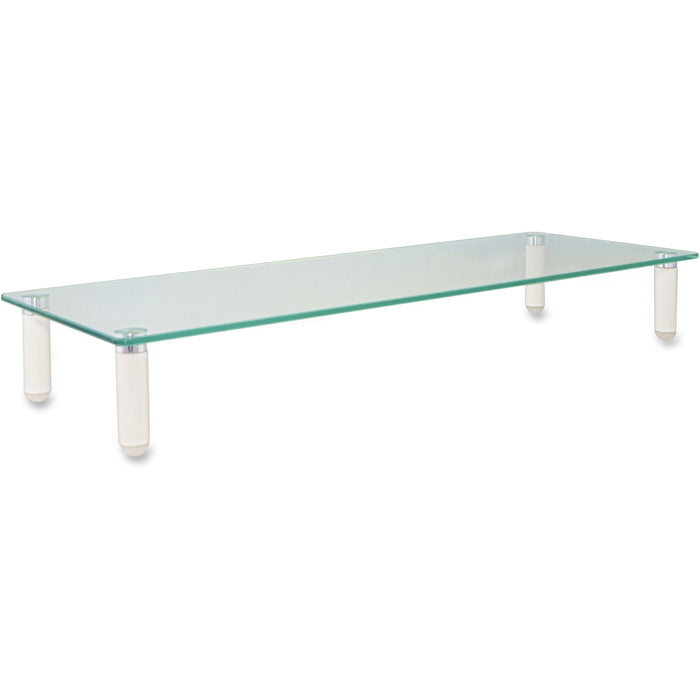 Kantek Glass Monitor Riser/Desk Shelf - 40 lb Load Capacity - 3.25" Height x 22" Width x 8.25" Depth - Tempered Glass - White - 1 Each