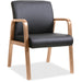 Lorell Upholstered Guest Chair - Black Seat Color - Bonded Leather Seat Material - Black Back Color - Bonded Leather Back Material - Walnut Frame Color - Solid Wood Frame Material - Four-legged Base - Armrest - 1 Each