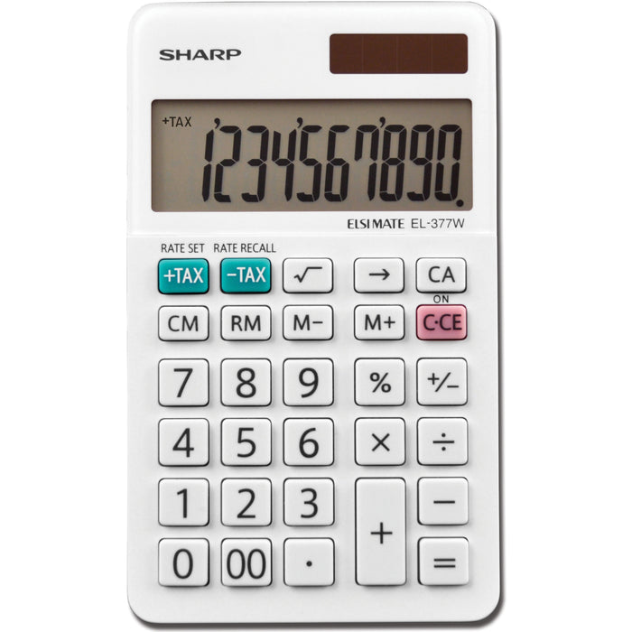 SHARP® EL-377WB 10-Digit Professional Handheld Calculator - Sign Change, Auto Power Off - 10 Digits - LCD - 0.3" Height x 2.8" Width x 4.8" Depth - White - Handheld - 1 Each