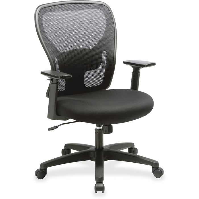Lorell Mid-back Task Chair - Black Seat Color - Fabric Seat Material - Black Back Color - Mesh Back Material - Mid Back - 1 Each