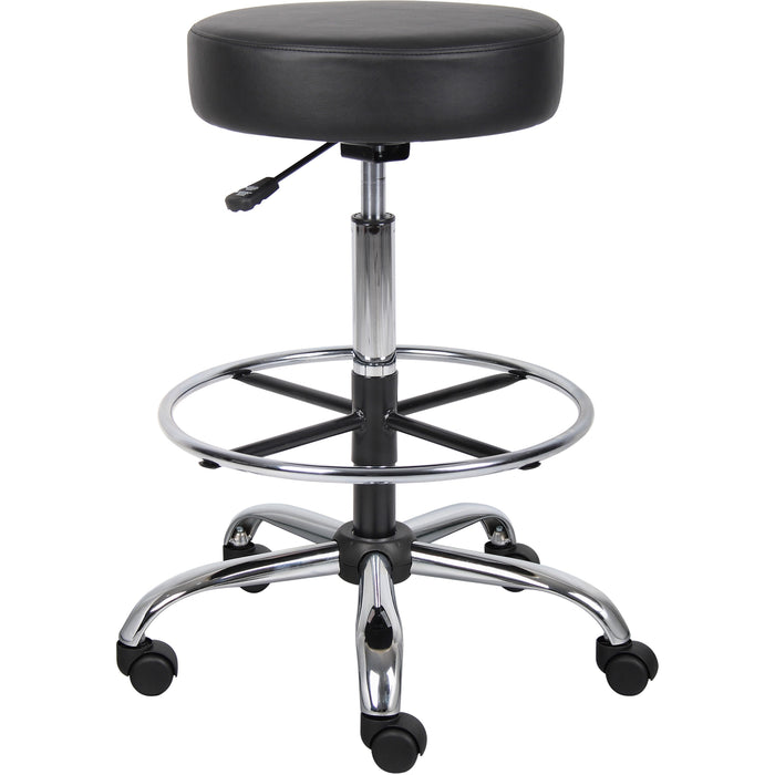 Boss Drafting Stool - Black Seat Color - Vinyl Seat Material - Chrome, Black Frame Color - Chrome Frame Material - 5-star Base - 1 Each