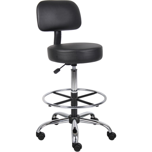 Boss Drafting Stool - Black Seat Color - Vinyl Seat Material - Black Back Color - Chrome, Black Frame Color - Chrome Frame Material - 5-star Base - 1 Each