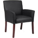 Boss B619 Guest Chair - Black Seat Color - Vinyl Seat Material - Mid Back - Four-legged Base - Black - Armrest - 1 Each