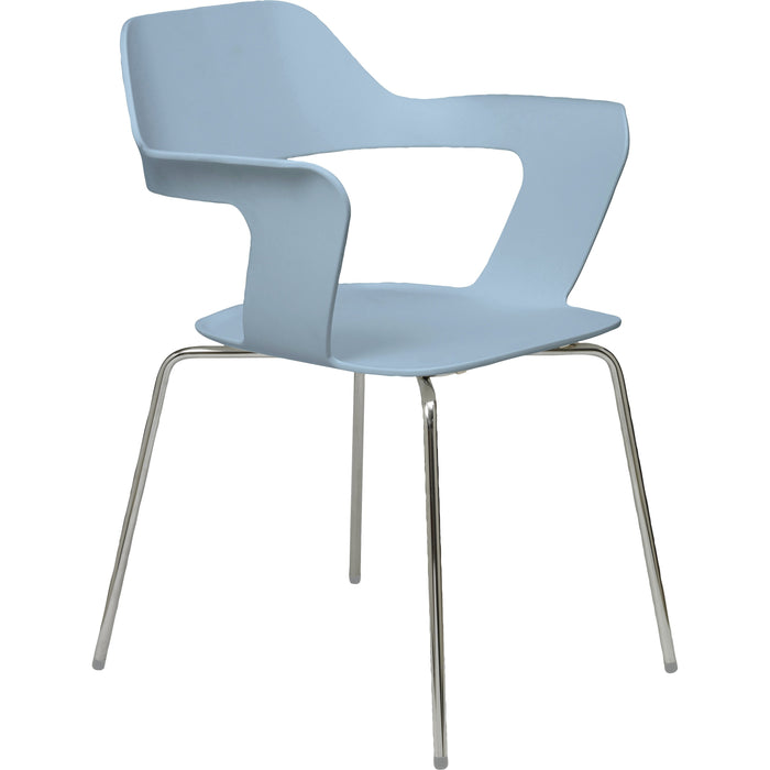 KFI Julep Poly Chair-Red - Chrome Frame Color - Tubular Steel Frame Material - Four-legged Base - Sky Blue - Fiberglass Reinforced Polypropylene - 1 Each