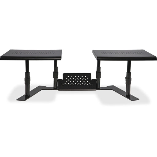 Allsop Metal Art ErgoTwin Height Adjustable Dual Monitor Stand - 20 lb Load Capacity - 9" Height x 32" Width x 14" Depth - Desktop - Steel - Pearl Black - 1 Each