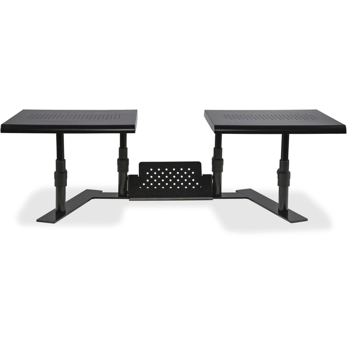 Allsop Metal Art ErgoTwin Height Adjustable Dual Monitor Stand - 20 lb Load Capacity - 9" Height x 32" Width x 14" Depth - Desktop - Steel - Pearl Black - 1 Each