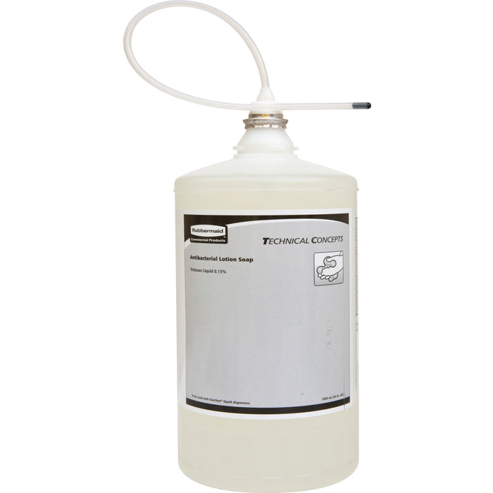Rubbermaid Commercial Dispenser Antimicrobial Liquid Soap - Light Floral Scent - 1.69 quart - Kill Germs, Bacteria Remover - Hand - Antibacterial - White - Dye-free - 4 / Carton