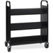 Lorell Double-sided Book Cart - 6 Shelf - Round Handle - 5" Caster Size - Steel - 38" Width x 18" Depth x 46.25" Height - Black - 1 Each