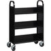 Lorell Single-sided Book Cart - 3 Shelf - Round Handle - 5" Caster Size - Steel - 32" Width x 14" Depth x 46" Height - Black - 1 Each