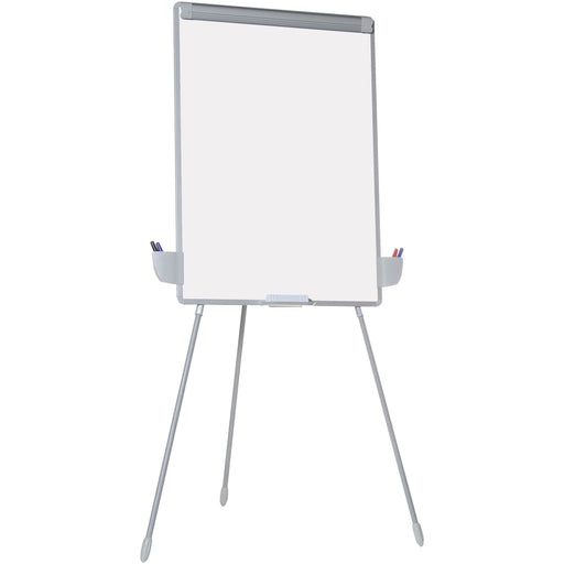 MasterVision Dry-erase Portable Tripod Easel - 29" (2.4 ft) Width x 41" (3.4 ft) Height - White Melamine Surface - Gray Aluminum Frame - Silver Stand - Rectangle - Portable, Desktop, Floor Standing - 1 Each - TAA Compliant