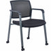 Lorell Mesh Back Guest Chair with Casters - Black Seat Color - Fabric Seat Material - High Back - Square Base - 1 Each