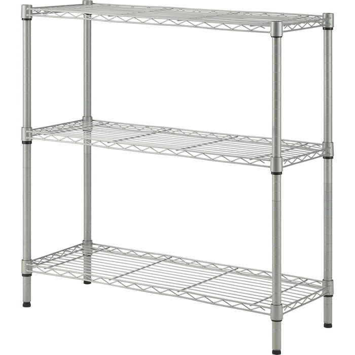 Lorell Light-Duty Wire Shelving - 3 Tier(s) - 36" Height x 36" Width x 14" Depth - Floor - Sturdy - Epoxy - Silver - Plastic, Metal, Steel - 1 Each
