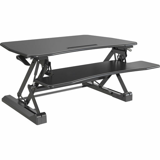 Lorell Gas Lift Monitor Riser - Flat Panel Display Type Supported - 19.50" Height x 35.50" Width x 23.25" Depth - Desktop - Steel, Medium Density Fiberboard (MDF), Polyvinyl Chloride (PVC) - Black - Gas Lift - 1 Each