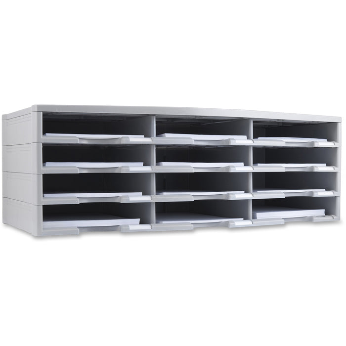 Storex 12-compartment Organizer - 6000 x Sheet - 12 Compartment(s) - Compartment Size : 9.50" x 12" - 10.50" Height x 14.13" Width31.38" Length - 100% Recycled - Gray - Polystyrene - 1 Each