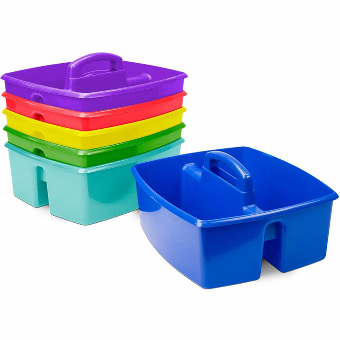 Storex Large Storage Caddy - External Dimensions: 13.2" Length x 11.2" Width x 10.8" Height - Stackable - Plastic - Assorted Bright - For Paint, Marker, Pen - 1 Carton