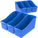 Storex Multiuse Bins Blue 6/pkg - 7" Height x 5.30" Width x 14.30" Length - Sturdy, Handle, Drop Resistant, Interlockable - Blue - Plastic - 6 / Carton