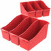 Storex Multiuse Bins Red 6/pkg - 7" Height x 5.30" Width x 14.30" Length - Sturdy, Handle, Drop Resistant, Interlockable - Red - Plastic - 6 / Carton