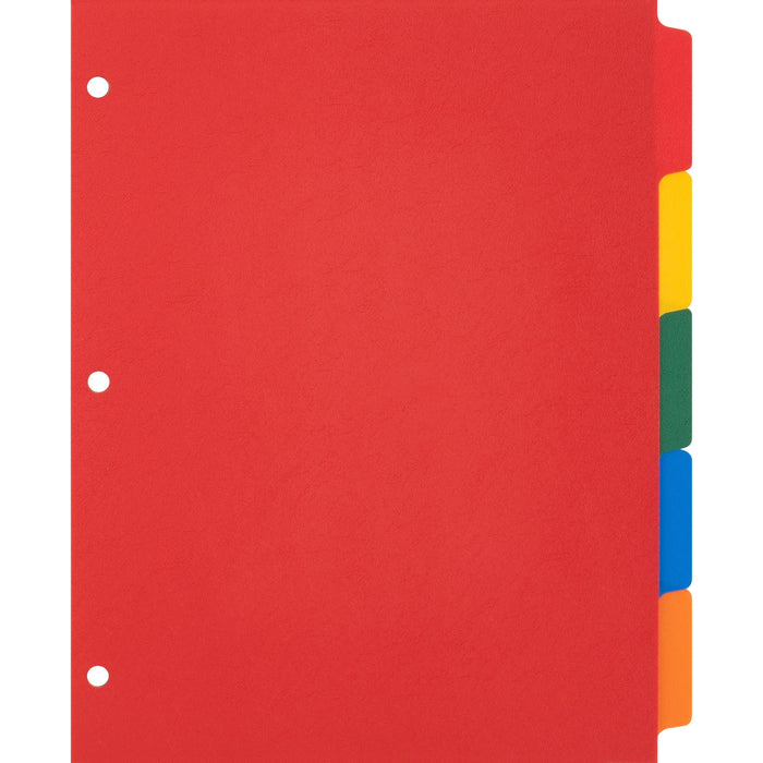 Business Source Plain Tab Color Polyethylene Index Dividers - Blank Tab(s) - 5 Tab(s)/Set - 8.5" Divider Width x 11" Divider Length - Letter - 3 Hole Punched - Red Polyethylene, Yellow, Green, Blue, Orange Divider - Red Polyethylene, Yellow, Green, Blue,