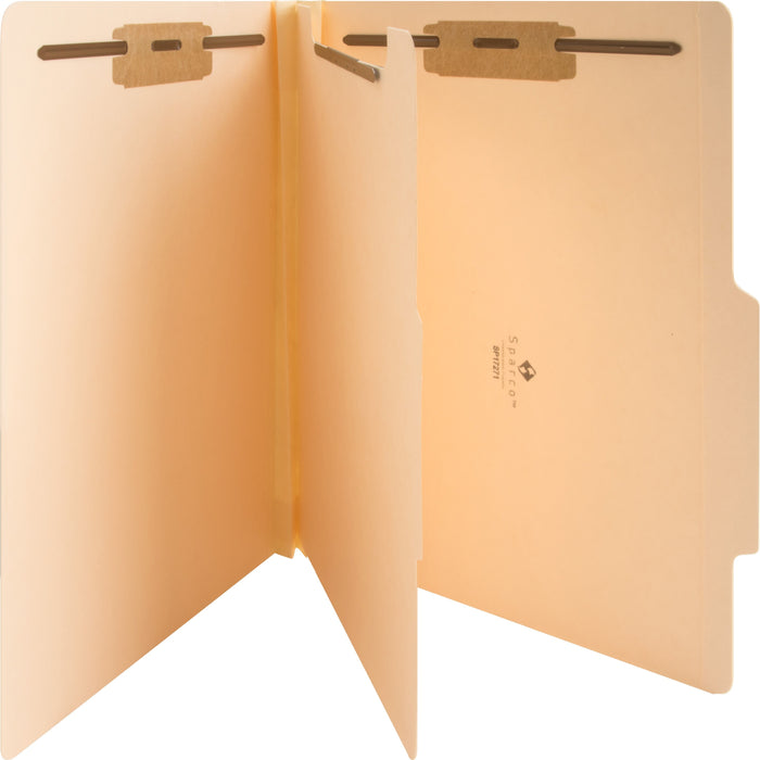 Business Source Letter Recycled Classification Folder - 8 1/2" x 11" - 2" Expansion - 2" Fastener Capacity - End Tab Location - 1 Divider - 18 pt. - Manila - 10% Recycled - 10 / Box
