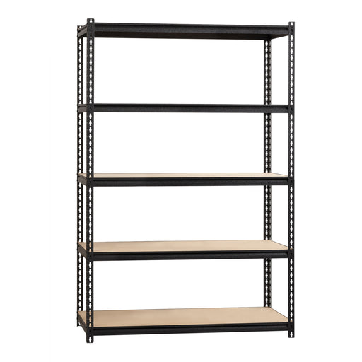 Lorell Iron Horse 2300 lb Capacity Riveted Shelving - 5 Shelf(ves) - 72" Height x 48" Width x 18" Depth - 28% Recycled - Black - Steel, Particleboard - 1 Each
