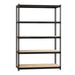 Lorell Iron Horse 2300 lb Capacity Riveted Shelving - 5 Shelf(ves) - 72" Height x 48" Width x 24" Depth - 28% Recycled - Black - Steel, Particleboard - 1 Each