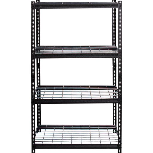 Lorell Wire Deck Shelving - 4 Shelf(ves) - 60" Height x 36" Width x 18" Depth - Easy to Clean, Heavy Duty, Rust Resistant, Durable - 28% Recycled - Powder Coated - Black - Steel - 1 Each