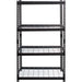 Lorell Wire Deck Shelving - 4 Shelf(ves) - 60" Height x 36" Width x 18" Depth - Easy to Clean, Heavy Duty, Rust Resistant, Durable - 28% Recycled - Powder Coated - Black - Steel - 1 Each