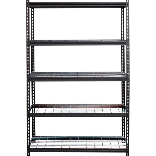 Lorell Wire Deck Shelving - 5 Shelf(ves) - 72" Height x 48" Width x 18" Depth - Easy to Clean, Heavy Duty, Rust Resistant, Durable - 28% Recycled - Powder Coated - Black - Steel - 1 Each