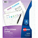 Avery® Write & Erase Pocket Plastic Dividers - 8 x Divider(s) - 8 Write-on Tab(s) - 8 - 8 Tab(s)/Set - 9.3" Divider Width x 11.25" Divider Length - 3 Hole Punched - White Plastic Divider - White Plastic Tab(s) - Hole-punched, Writable, Erasable, Durable,