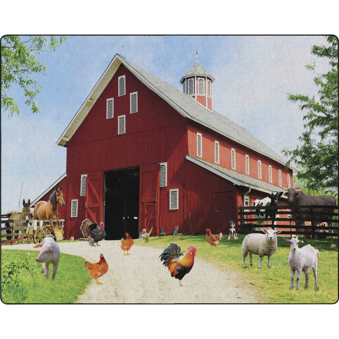 Flagship Carpets Barn Animals Classroom Rug - Floor Rug - 13.17 ft Length x 10.50 ft Width x 0.50" Thickness - Rectangle - Multicolor - Yarn
