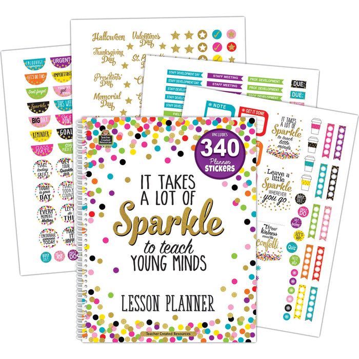 Teacher Created Resources Confetti Lesson Planner - Academic - 40 Week - Wire Bound - Multi - 11" Height x 8.5" Width - 1 Each