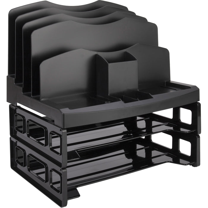 Business Source Smart Sorter Letter Tray/Organizer - 9 Compartment(s) - 14" Height x 13.12" Width x 9.88" Depth - Desktop - Black - 1 Box