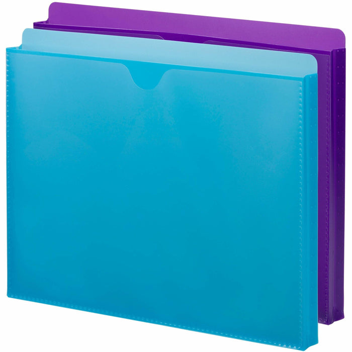 Smead Straight Tab Cut Letter File Jacket - 8 1/2" x 11" - 1" Expansion - Purple, Teal - 2 / Pack