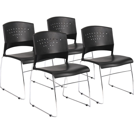 Boss Black Stack Chair With Chrome Frame 4 Pcs Pack - Black Seat Color - Polypropylene Seat Material - Black Back Color - Polypropylene Back Material - Chrome Frame Material - Sled Base - 4 / Carton