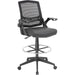 Boss Black Flip Arm Mesh Drafting Stool - Black Seat Color - Black Back Color - Mesh Back Material - Armrest - 1 Each
