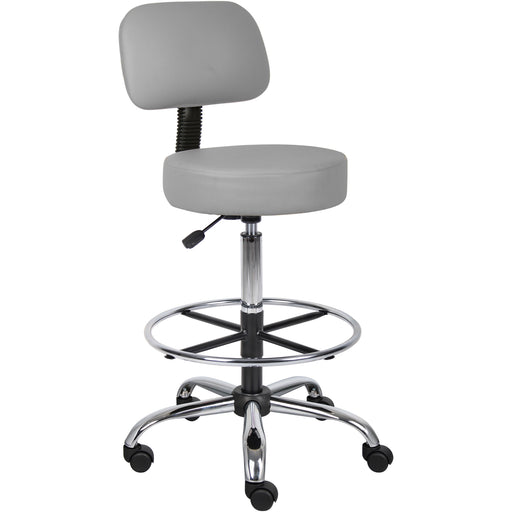 Boss B16245-GY Drafting Stool - Gray Seat Color - Vinyl, Foam Seat Material - Gray Back Color - Vinyl, Plush Back Material - 5-star Base - 1 Each