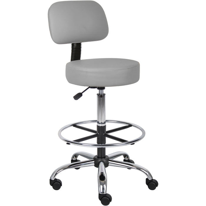 Boss B16245-GY Drafting Stool - Gray Seat Color - Vinyl, Foam Seat Material - Gray Back Color - Vinyl, Plush Back Material - 5-star Base - 1 Each