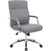 Boss Modern Executive Conference Chair-Grey - Gray Seat Color - Vinyl Seat Material - Gray Back Color - Vinyl Back Material - Chrome Frame Color - 5-star Base - Armrest - 1 Each