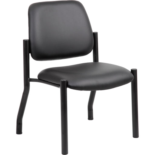 Boss Antimicrobial Armless Guest Chair, 300 lb. Weight Capacity - Black Seat Color - Vinyl Seat Material - Black Back Color - Vinyl Back Material - Black Frame Color - Steel Frame Material - Mid Back - Four-legged Base - 1 Each