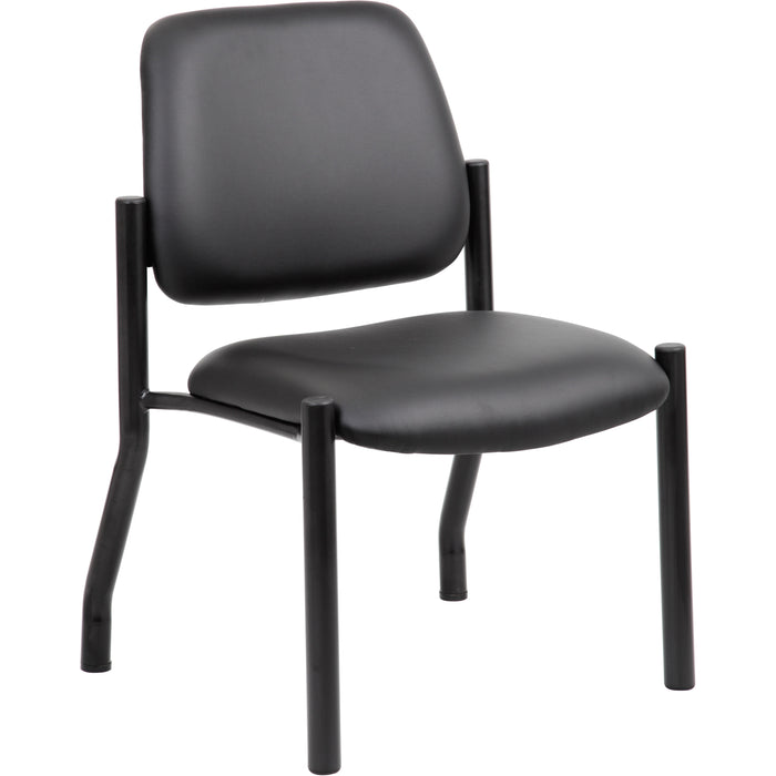 Boss Antimicrobial Armless Guest Chair, 300 lb. Weight Capacity - Black Seat Color - Vinyl Seat Material - Black Back Color - Vinyl Back Material - Black Frame Color - Steel Frame Material - Mid Back - Four-legged Base - 1 Each