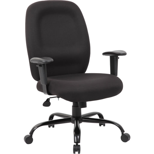 Boss Heavy Duty Task Chair- 400 lbs - Black Seat Color - Crepe Fabric Seat Material - Black Back Color - Crepe Fabric Back Material - Black Frame Color - 5-star Base - Armrest - 1 Each